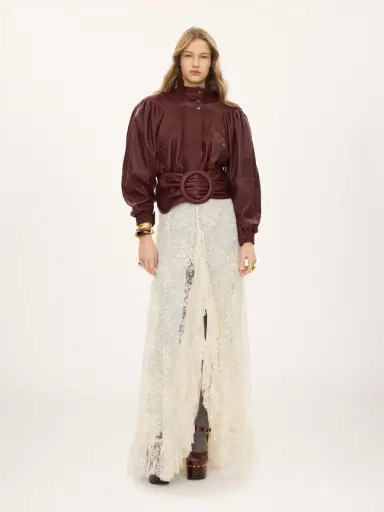 Chloé Cropped scarf jacket in leather | Thumbnail 3