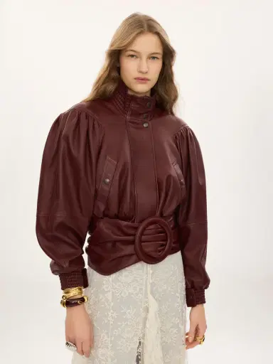 Chloé Cropped scarf jacket in leather | Thumbnail 4