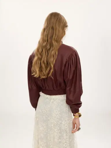 Chloé Cropped scarf jacket in leather | Thumbnail 5