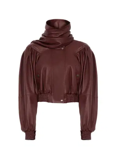 Chloé Cropped scarf jacket in leather | Thumbnail 1