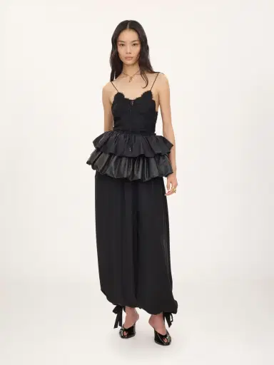 Chloé Thin-strap ruffle top in technical taffeta & lace | Thumbnail 3 Chloé Thin-strap ruffle top in technical taffeta & lace | Thumbnail 3