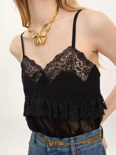 Chloé Thin-strap lingerie top in crêpe de chine | Thumbnail 5 Chloé Thin-strap lingerie top in crêpe de chine | Thumbnail 5