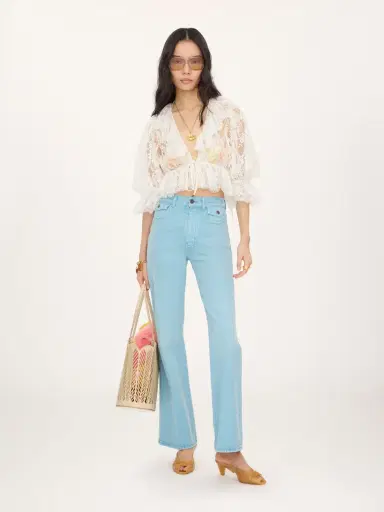Chloé Cropped V-neck ruffle top in lace | Thumbnail 3