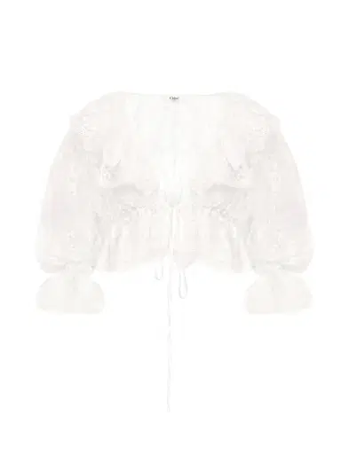 Chloé Cropped V-neck ruffle top in lace | Thumbnail 1