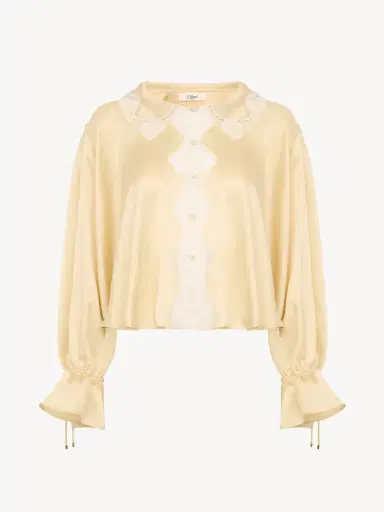 Chloé Fluid top in washed silk satin & lace | Thumbnail 2