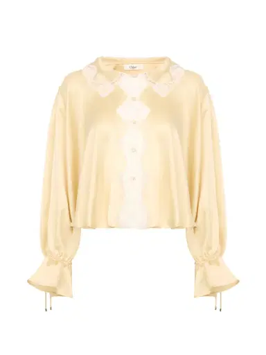 Chloé Fluid top in washed silk satin & lace | Thumbnail 1