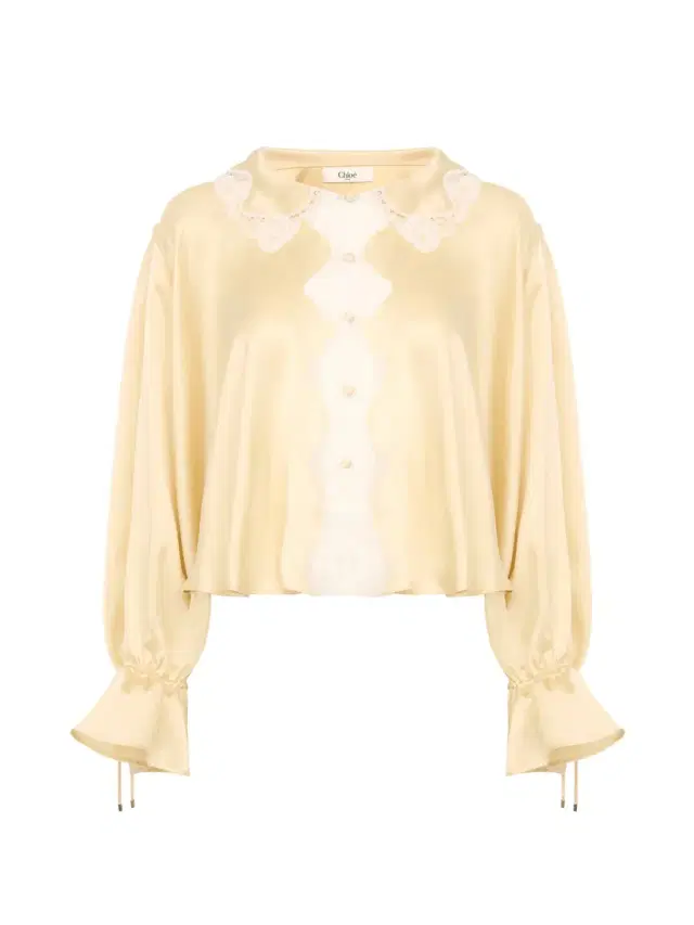 Chloé Fluid top in washed silk satin & lace
