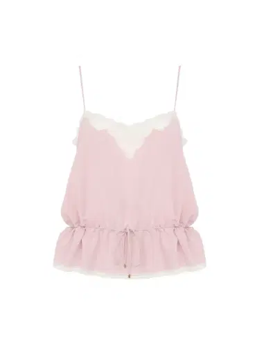 Chloé Drawstring camisole top in crêpe de chine & lace | Thumbnail 2