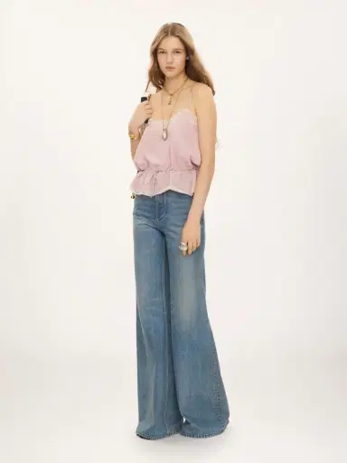 Chloé Drawstring camisole top in crêpe de chine & lace | Thumbnail 3
