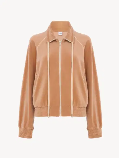 Chloé High-neck logo tracksuit jacket in velvet | Thumbnail 2