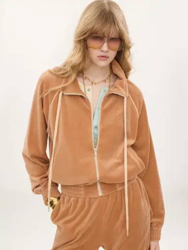 Chloé High-neck logo tracksuit jacket in velvet | Thumbnail 4