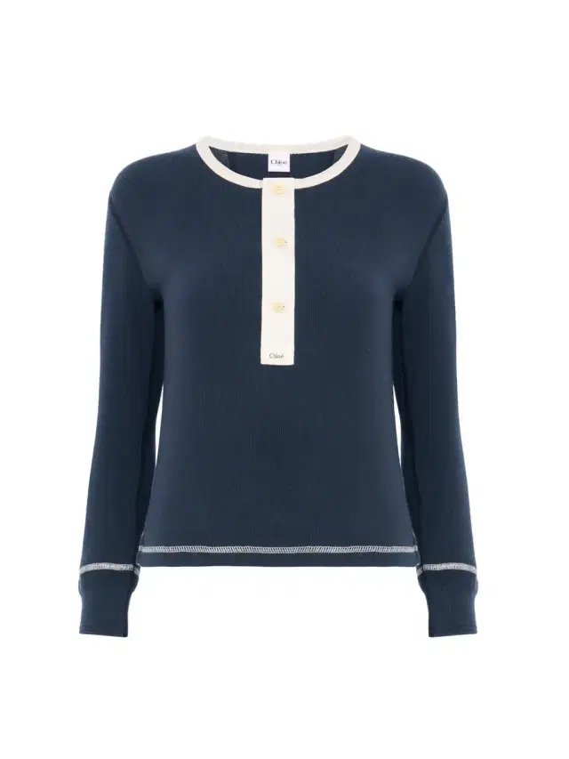 Chloé Fitted Henley shirt in cotton jersey
