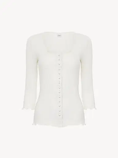 Chloé Fitted top in cotton & silk jersey | Thumbnail 2