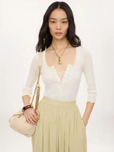 Chloé Fitted top in cotton & silk jersey | Thumbnail 4