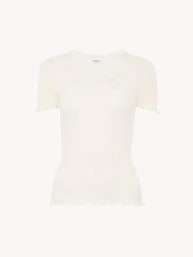 Chloé Scoop-neck fitted T-shirt in cotton & silk jersey | Thumbnail 2
