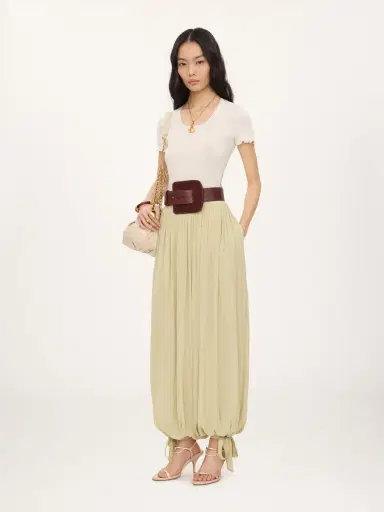 Chloé Scoop-neck fitted T-shirt in cotton & silk jersey | Thumbnail 3