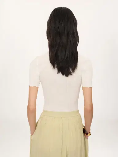 Chloé Scoop-neck fitted T-shirt in cotton & silk jersey | Thumbnail 5