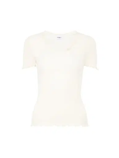 Chloé Scoop-neck fitted T-shirt in cotton & silk jersey | Thumbnail 1