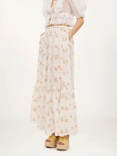Chloé Gathered long skirt in silk charmeuse | Thumbnail 4