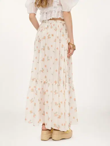 Chloé Gathered long skirt in silk charmeuse | Thumbnail 5