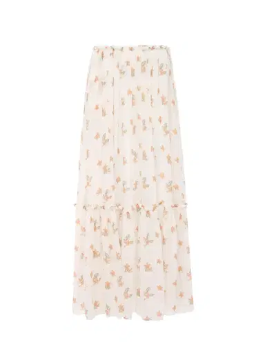Chloé Gathered long skirt in silk charmeuse | Thumbnail 1