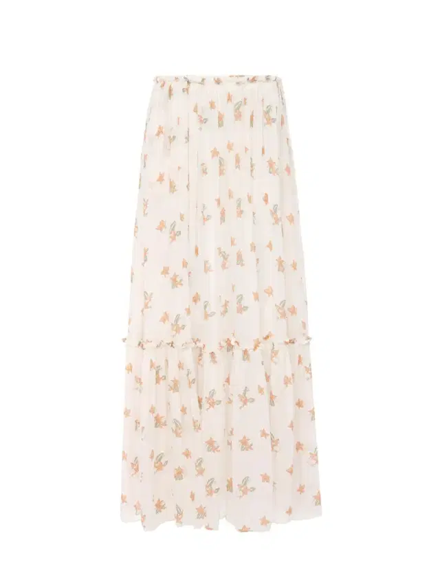 Gathered long skirt in silk charmeuse