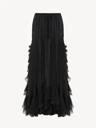 Chloé Ruffled long skirt in silk mousseline | Thumbnail 2