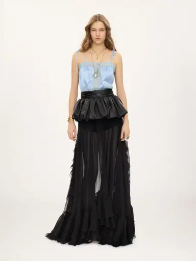 Chloé Ruffled long skirt in silk mousseline | Thumbnail 3