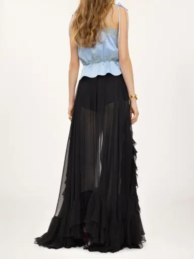 Chloé Ruffled long skirt in silk mousseline | Thumbnail 5