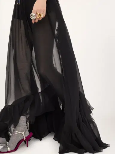 Chloé Ruffled long skirt in silk mousseline | Thumbnail 6