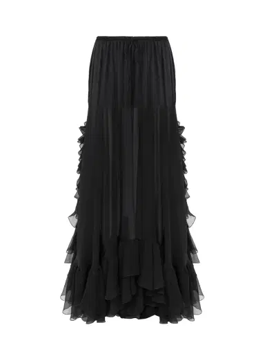 Chloé Ruffled long skirt in silk mousseline | Thumbnail 1