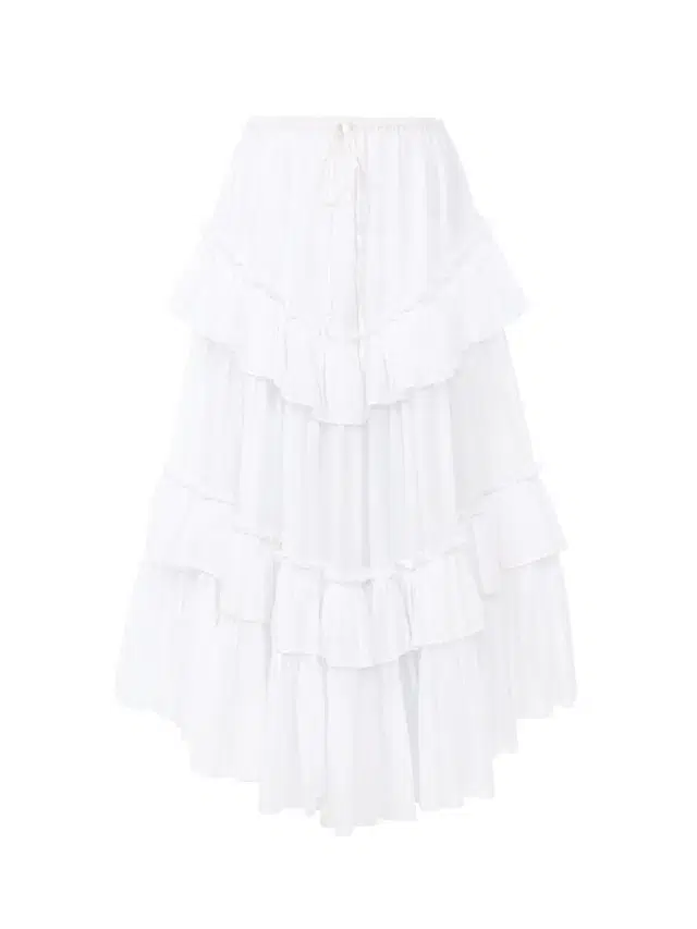 Chloé Layered ruffled midi skirt in cotton voile