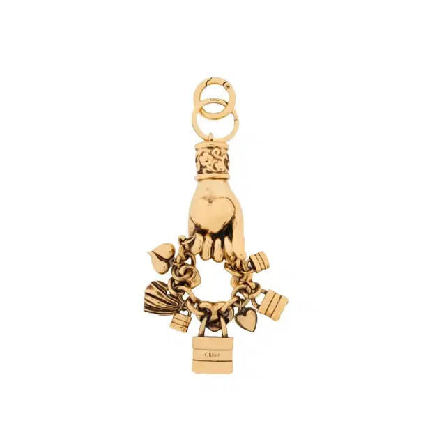 Chloé Chloé Symbols Hand & Heart key ring bag charm in copper