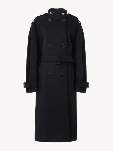 Chloé High-neck long coat in double-face wool | Thumbnail 2