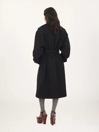 Chloé High-neck long coat in double-face wool | Thumbnail 5