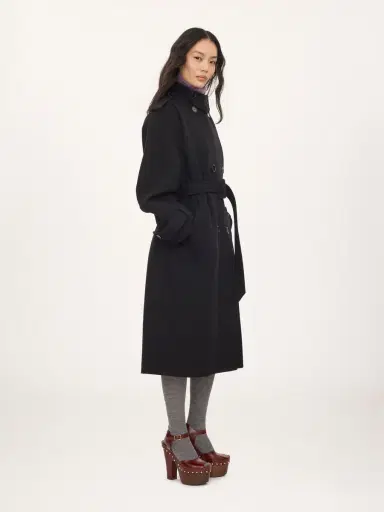Chloé High-neck long coat in double-face wool | Thumbnail 6