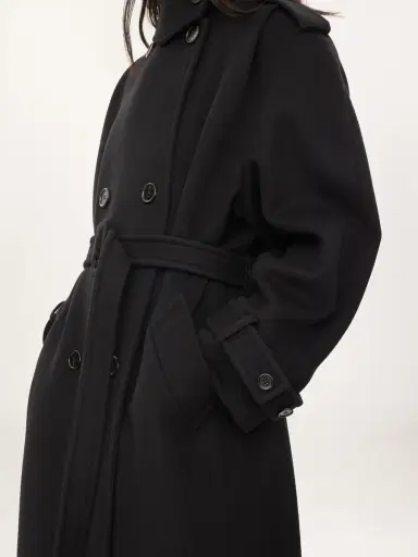 Chloé High-neck long coat in double-face wool | Thumbnail 7