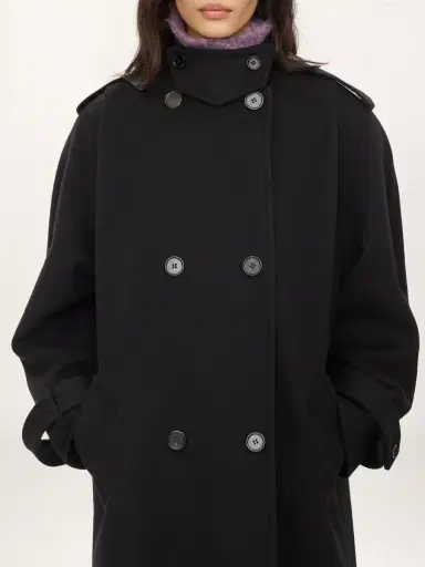 Chloé High-neck long coat in double-face wool | Thumbnail 8