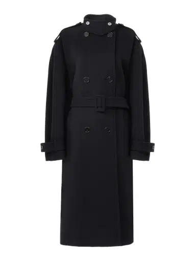 Chloé High-neck long coat in double-face wool | Thumbnail 1