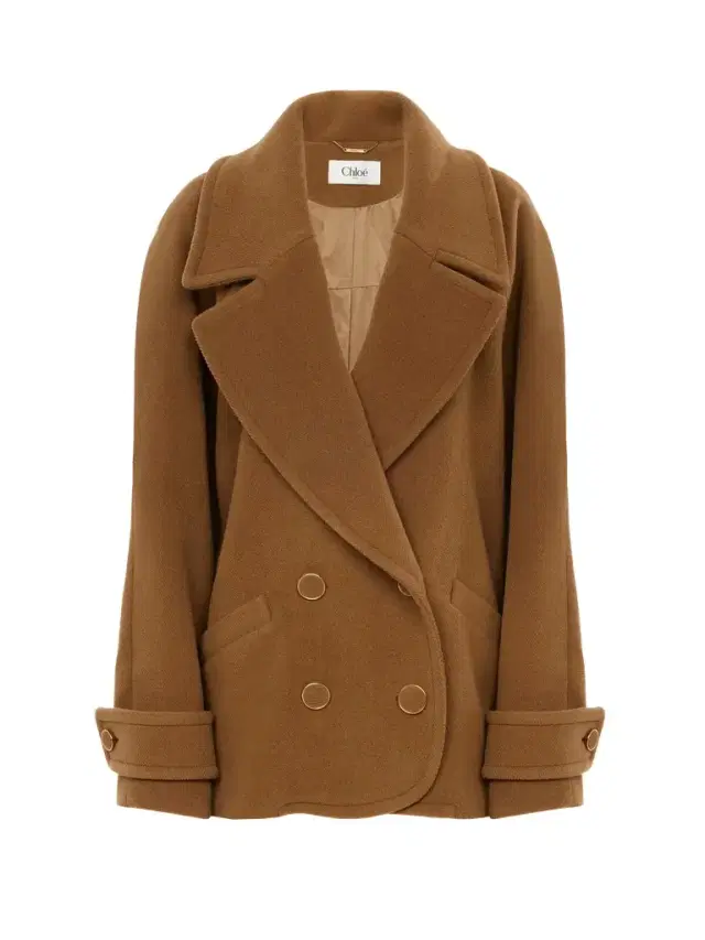 Chloé Double-breasted short coat in herringbone wool