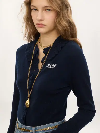 Chloé Fitted logo cardigan in a wool knit | Thumbnail 6 Chloé Fitted logo cardigan in a wool knit | Thumbnail 6