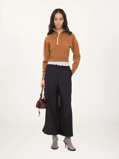 Chloé High-neck sweater in a wool knit & lace | Thumbnail 3