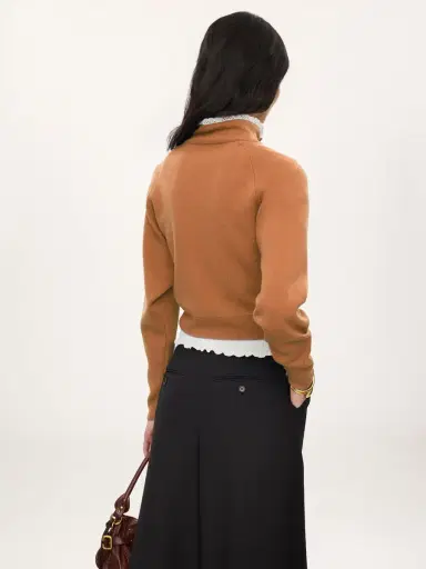 Chloé High-neck sweater in a wool knit & lace | Thumbnail 5