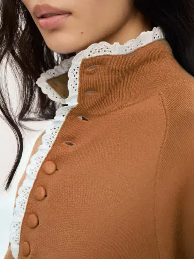 Chloé High-neck sweater in a wool knit & lace | Thumbnail 6
