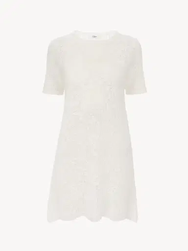 Chloé Short-sleeve fitted mini dress in a cotton knit | Thumbnail 2