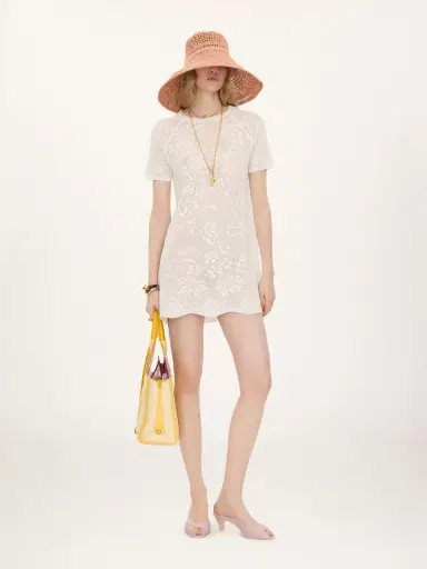 Chloé Short-sleeve fitted mini dress in a cotton knit | Thumbnail 3