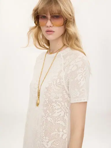 Chloé Short-sleeve fitted mini dress in a cotton knit | Thumbnail 6