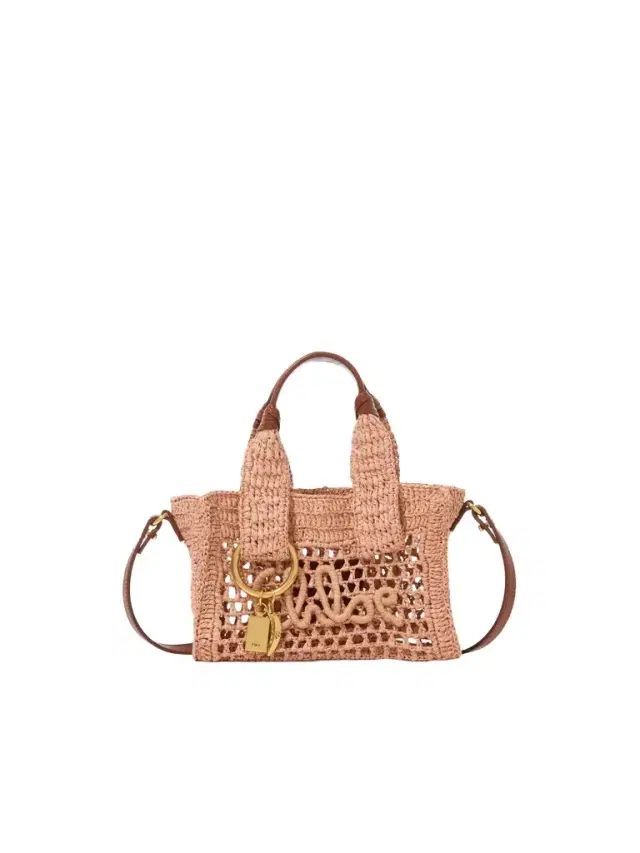 Chloé Mini Summer Banana east-west tote bag in raffia