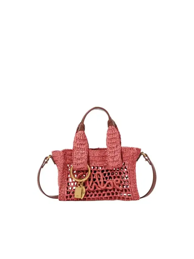 Chloé Mini Summer Banana east-west tote bag in raffia