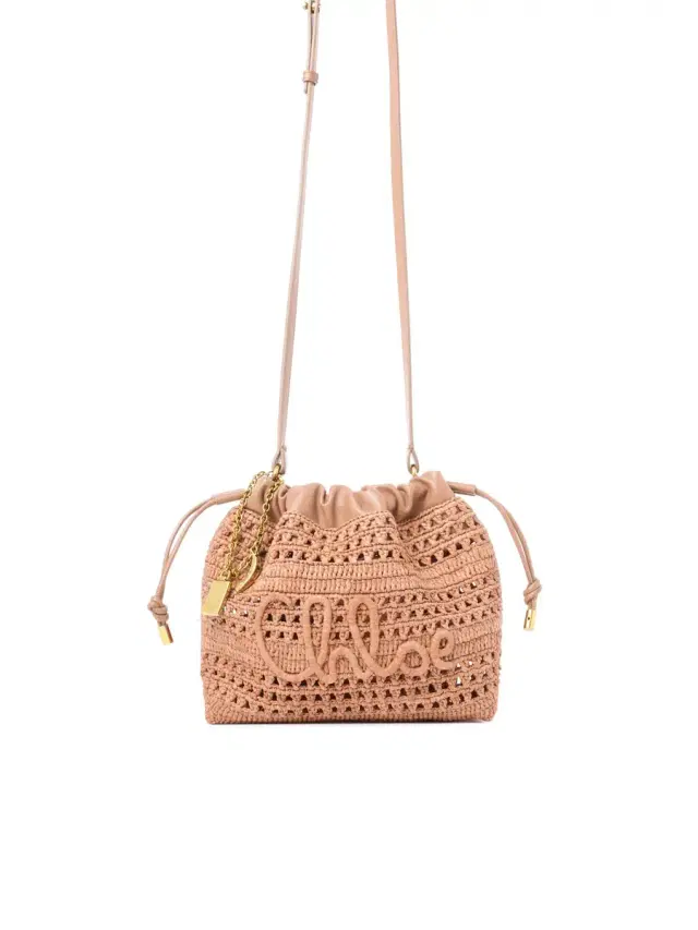 Chloé Mini Summer Banana drawstring shoulder bag in raffia